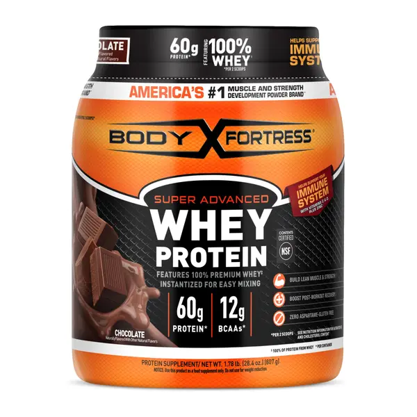(A)Body Fortress 100% Whey Protein Powder, Chocolate Flavor, 1.78 lb