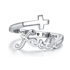 Silver Open Letter Cross Ring
