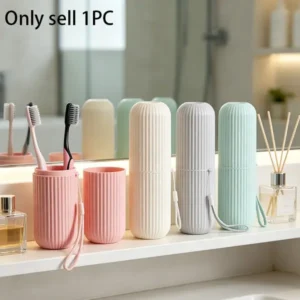 Portable Travel Toothbrush Storage Box Case with Mouthwash Cup
