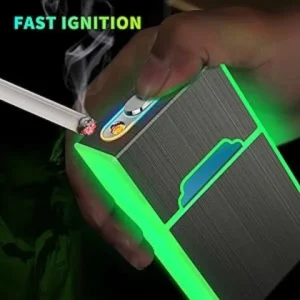 (For Short Cigarette) Luminous Cigarette Case with USB Rechargeable Lighter
