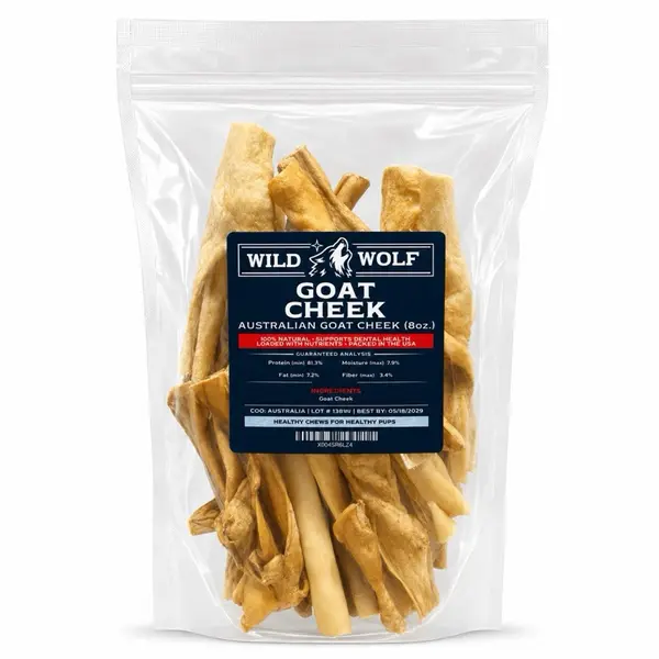 Goat Cheek Dog Chews (8oz.) 100% Natural Dog Treats