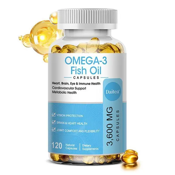 Daitea Omega 3 Fish Oil with EPA & DHA,Supports heart and cardiovascular health,Supports brain health,120 Capsules