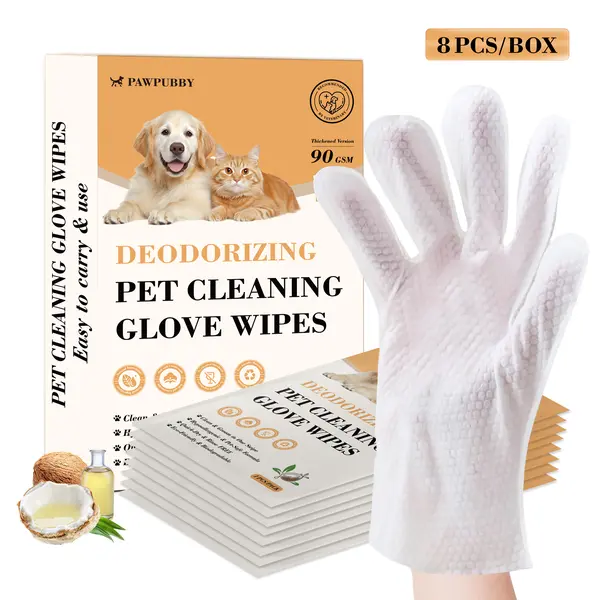 PAWPUBBY Deodorizing Pet Grooming Wipes, 8 Pack