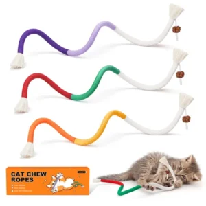 Potaroma Cat Chew Ropes 3 Pack, Safe Dental Teething Toys for Indoor Kittens, Calming Interactive Kitty Toys