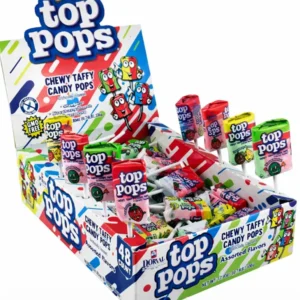 Top Pops Assorted Chewy Taffy Pops Candy, 48 Count