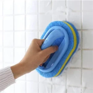 Bathroom Sponge Scrubber, 1 Count Cleaning Brush with Handle, Household Bathroom Cleaning Tool for Tub and Tile
