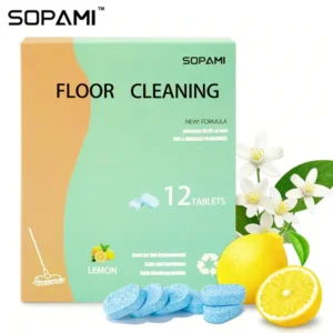 SOPAMI 12/24PCS-Pack Floor Cleaning Tablets available in lemon or mint scent eco-safe materials remove grime and odors
