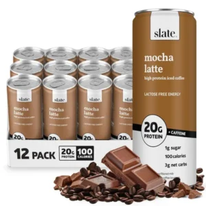 Slate Milk High Protein Mocha Iced Coffee 175mg Caffeine Lactose Free 20g Protein 1g Sugar 100 Calories 3g Net Carbs 11