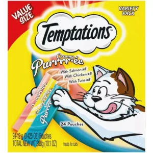 Creamy Purrrr-ee Chicken, Salmon and Tuna Lickable Squeezable Cat Treats Variety Pack, 24ct