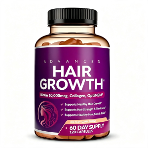 Purelycosme Advanced Hair Growth, Biotin 10,000mcg & Collagen, 120 Capsules