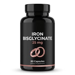 Purelycosme Iron Bisglycinate 25 mg, Gentle Chelated Iron Supplement, 60 Capsules