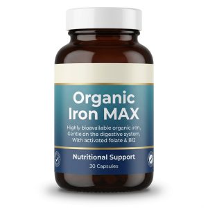 Purelycosme Organic Iron MAX, Highly Bioavailable Iron with Folate & B12, 30 Capsules