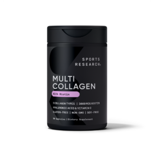 Sports Research Multi Collagen Pills with Biotin, Types I, II, III, V & X, Hyaluronic Acid & Vitamin C, 90 Capsules